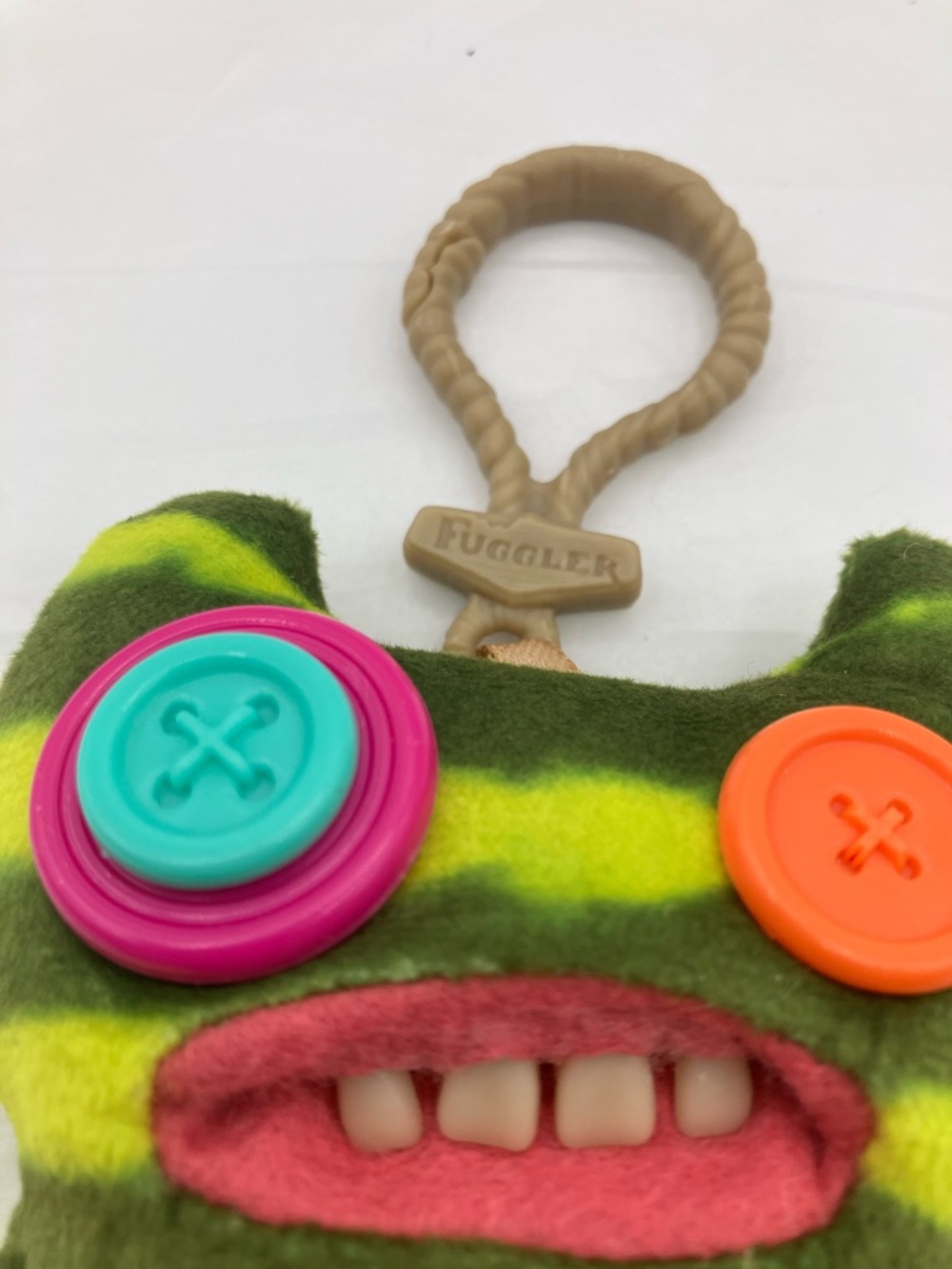 NWT FUGGLER Monster Teether - Green stripe Sketchy Squirrel ZURU CHARM PURSE